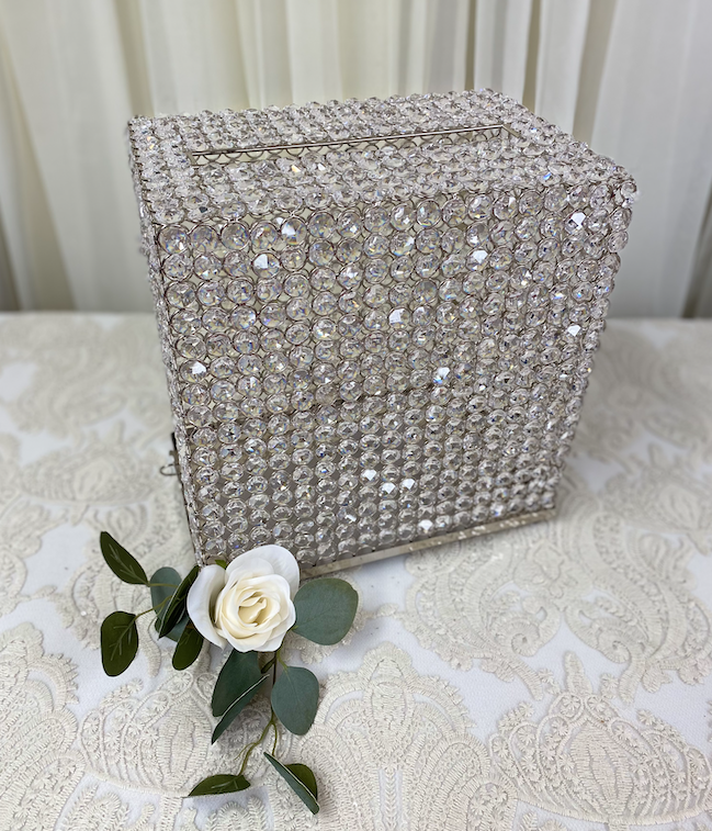 Silver Rectangle Crystal Card Box Image
