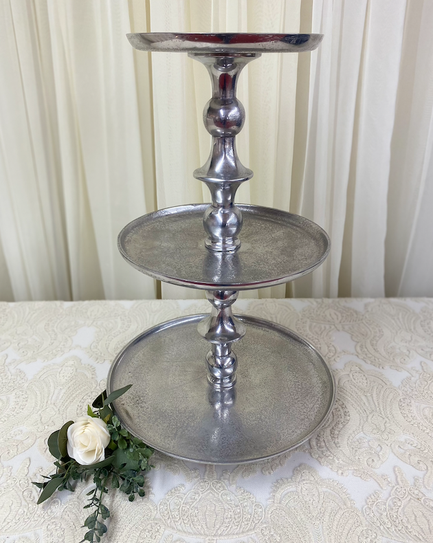 3 Tier Silver Cupcake Stand Image