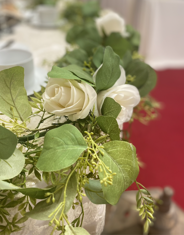 Greenery Garland with White Roses Image